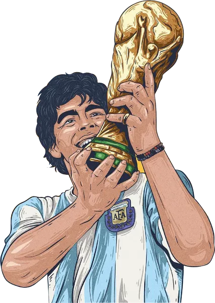 Dibujo Maradona alzando copa